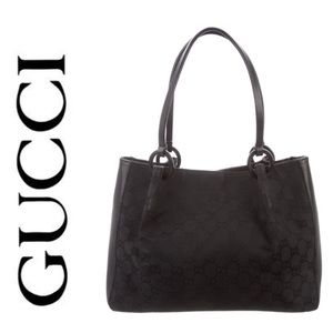 Gucci Black Canvas Tote AUTHENTIC w/ duster bag